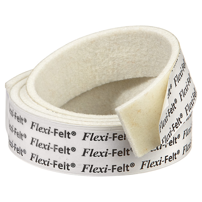 Flexi-Felt Wool Pad - Strip - Self-Adhesive - Beige - 1-in W x 36-in L