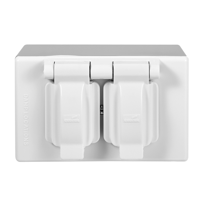 Eaton Weatherproof Box with Double Outlet - White