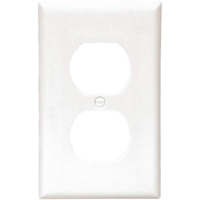Plaque pour prise de courant double Eaton, blanc, plastique, 4 1/2 H. x 2 3/4 po l. x 1/4 po p., 10 par paquet