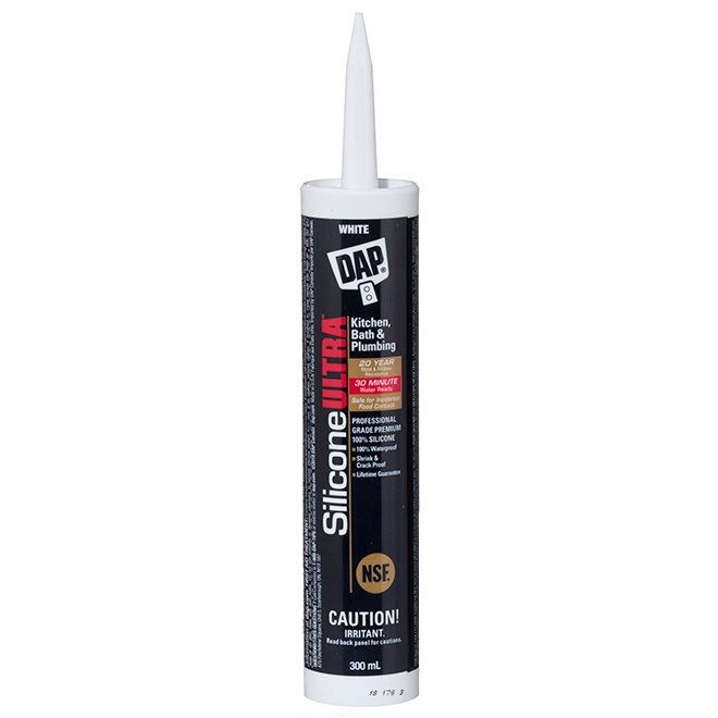 DAP Silicone Ultra 300-ml White Sealant for Kitchen and Bathroom