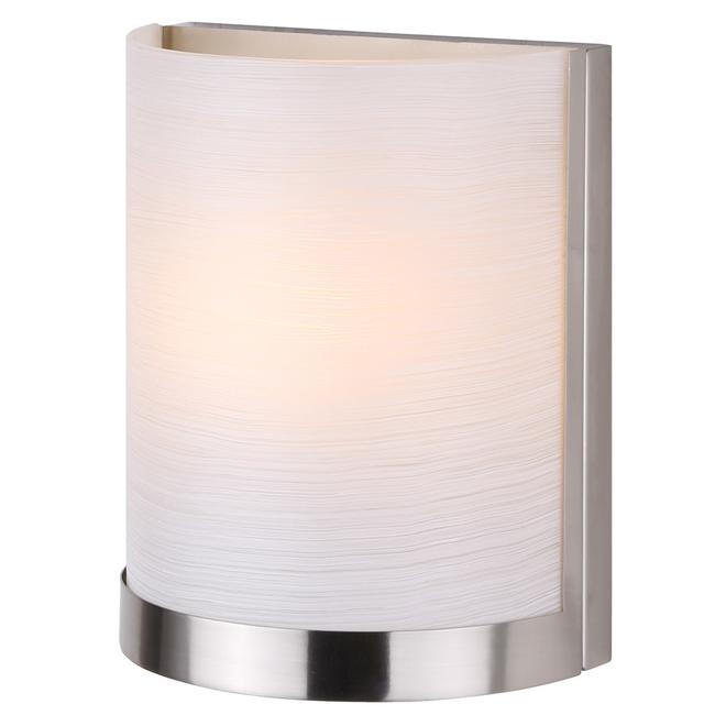 Canarm Lea Wall Light - Single E26 Medium Base - Textured Glass - Easy-Connect - Brushed Nickel