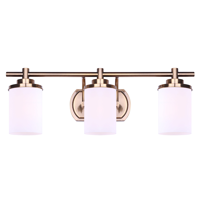 Canarm Bellis 3-Light Satin Gold Wall Sconce with Opal Glass Shades