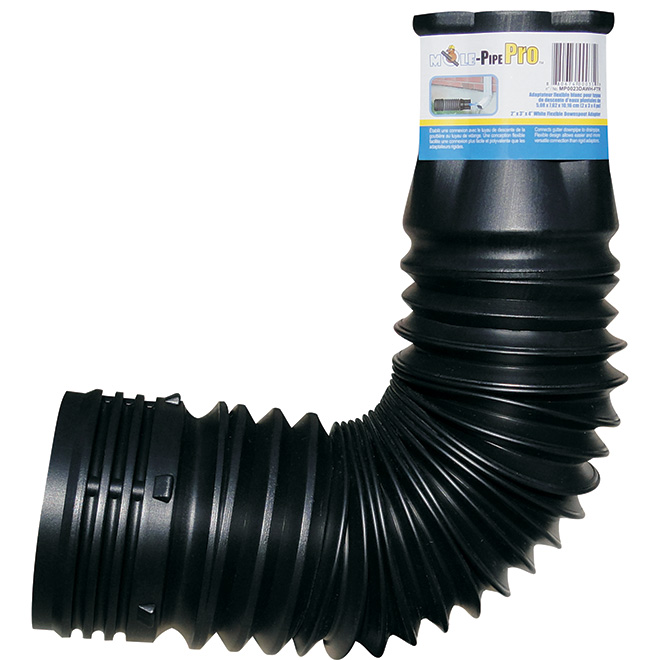 Reln Mole-Pipe Flexible Drain Adapter - Polypropylene - Black - Connects to 2-in dia or 3-in dia