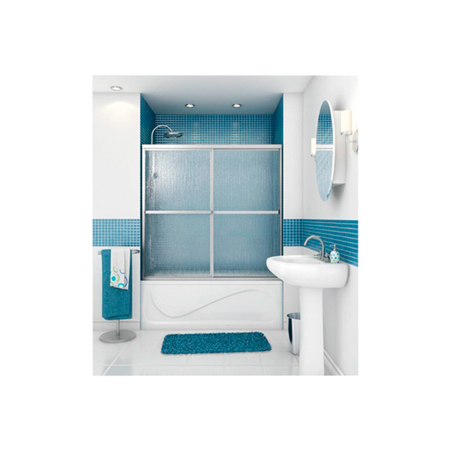Maax Polar Sliding Bathtub Door - Chrome Finish - 57 3/8-in x 59 1/2-in - Rain Pattern