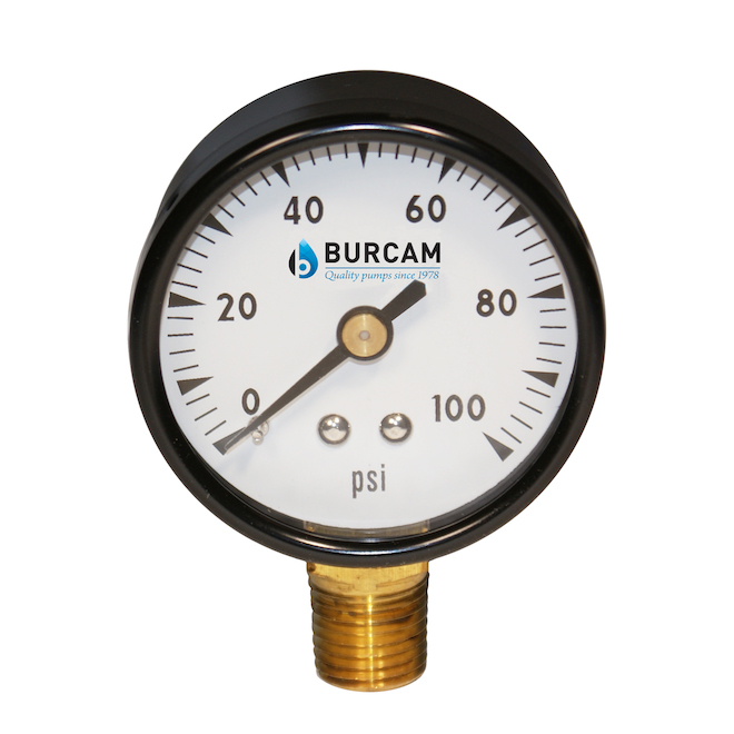 Burcam 1/4-in Brass Universal Pressure Gauge - Bottom Mount