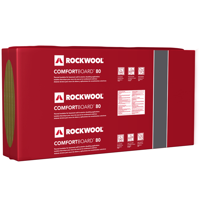 Rockwool Comfortboard Faced Rigid Insulating Panels for 2 x 6 Stud Walls - 36-in W x 48-in L - Faced - Mineral Wool
