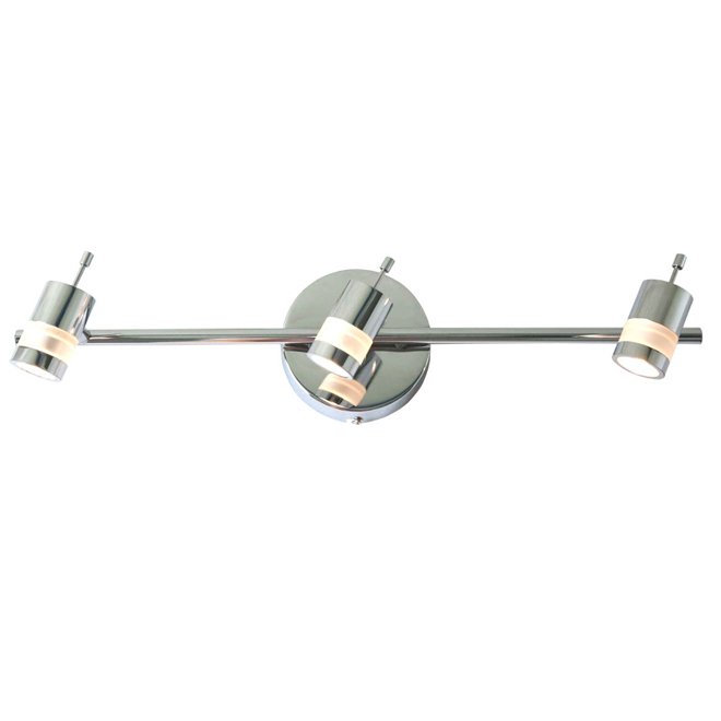 Uberhaus Tracking Head Light Bar - Contemporary  - Polished Chrome Finish - 3 Integrated LED Bulbs - For Dry Areas