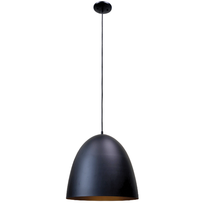 Project Source Black Dome Incandescent Bulb Pendant Light 18-in x 16-in