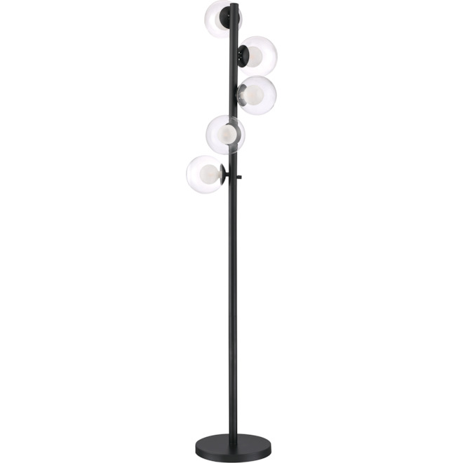 Project Source 5-Light Floor Lamp - 72.5-in x 15-in - Metal/Glass - Black