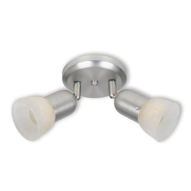 Project Source 2-Light Ceiling Light - Metal and Alabaster Glass - Satin Nickel