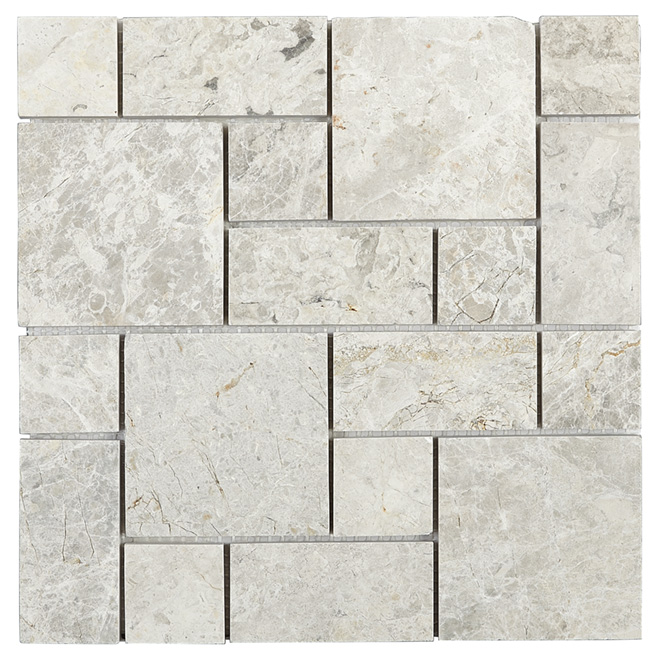 Troy Tile & Stone Mosaic Tiles in Grey Marble for Bathroom and Kitchen - 5/Box -12-in L x 12-in W