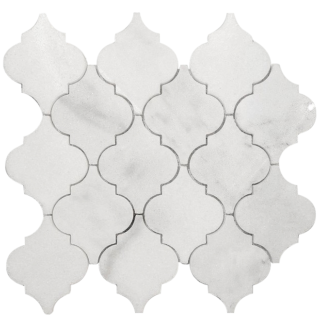 Avenzo 12-in x 12-in White Marble Arabesque Mosaic Tiles - 5/box