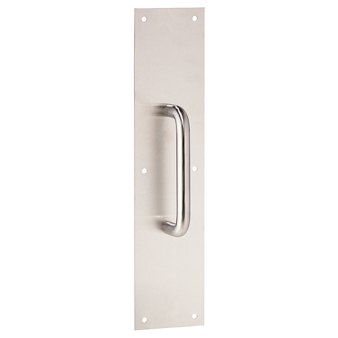 Tell Commercial-Grade Pull Plate - Brass - Stainless Steel - 15-in L x 3 1/2-in W