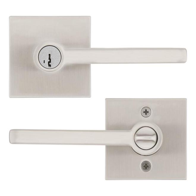 Weiser Halifax Satin Nickel Keyed Entry Lever Handle with Adjustable Latch  9GLA5350-092