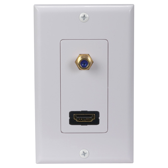 RCA Coaxial and HDMI Cable Wall Plate - White DH202E1V | Réno-Dépôt