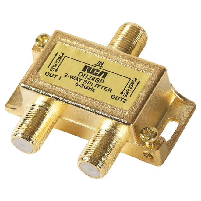 Séparateur de signal pour câble coaxial, 2 voies, 3 GHz, or