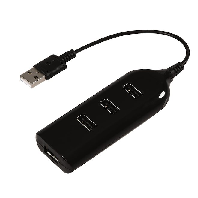 Concentrateur USB-A vers 4 ports USB-A de Jensen, noir JUHUBA4AV