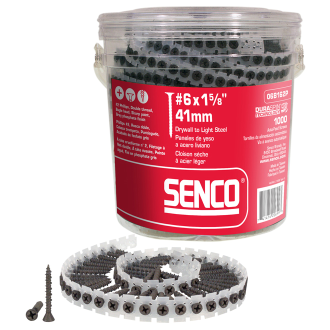 SENCO 1 5/8" 6 Screws for Drywall, Bucket of 1000 06B162P RénoDépôt