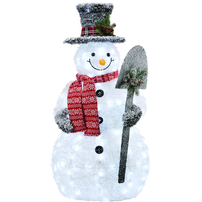 Décoration de bonhomme de neige Holiday Living avec lumières DEL blanc  froid de 47 po XL3210808