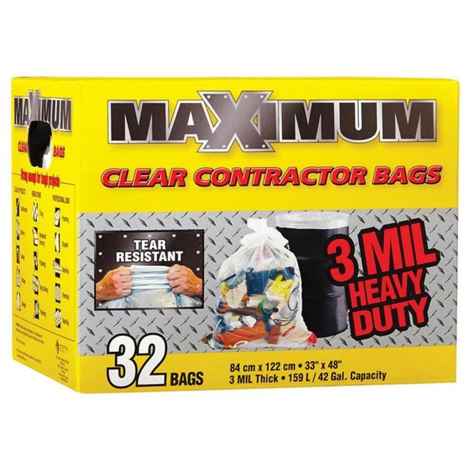 Contractor Garbage Bags Maximum - 159 L - 32-Pack