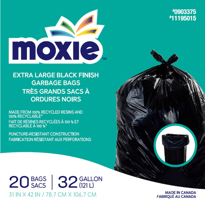 Moxie XL Black Plastic 121-L Garbage Bags - Box of 20 31421