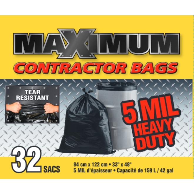 Contractor Garbage Bags Maximum - 159 L - 32-Pack 34832