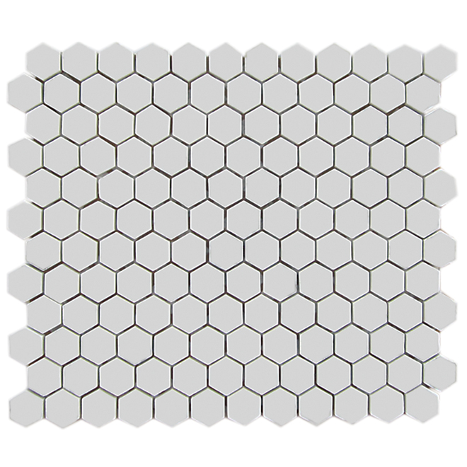Mosaïque de marbre hexagonale pour plancher Uberhaus, céramique blanche, 10 po l. x 12 po L.