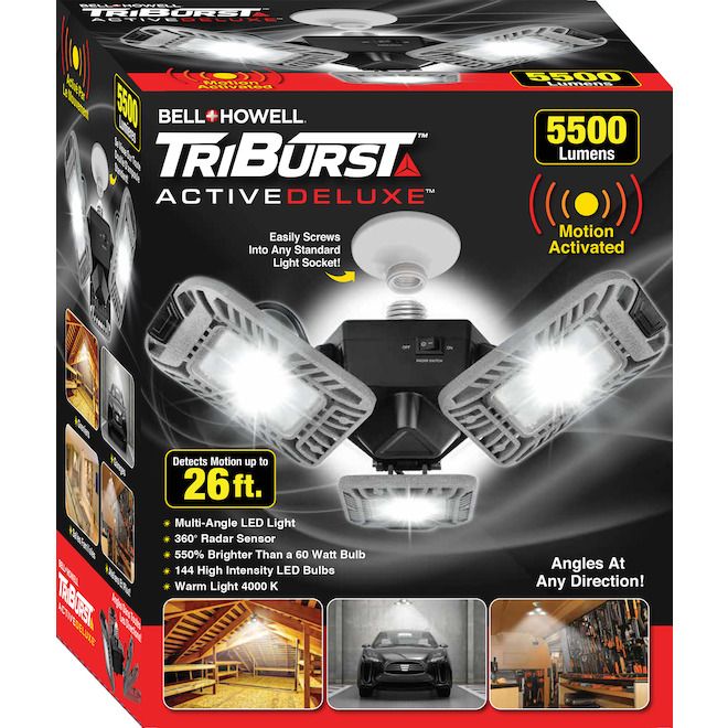 Bell + Howell TriBurst LED Security Light - 3.9-in x 7.1-in - Silver