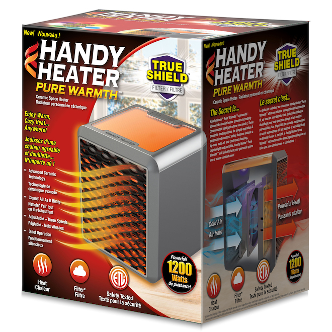 Chauffrette de céramique Handy Heater portative 1200W-4096 BTU gris