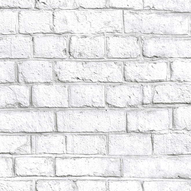 Papier peint à effet de briques RoomMates, blanc, autocollant, 28,18 pi²
