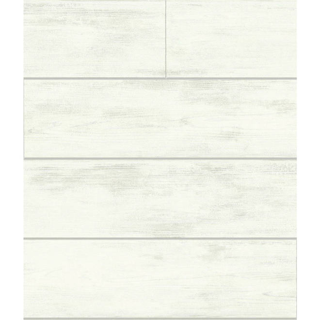 Papier peint autocollant Magnolia Home de RoomMates, planches de bois, 198 po x 20,5 po, gris