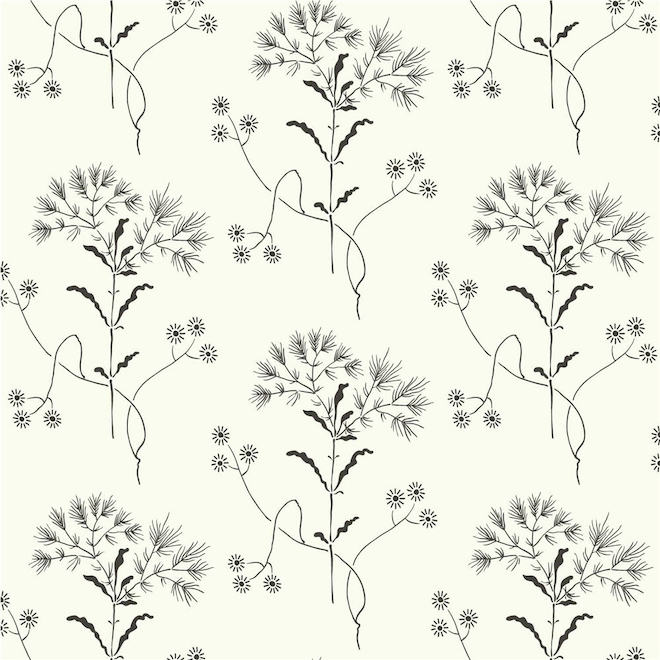 RoomMates Magnolia Home Self-Adhesive Wallpaper - Wildflower - 198-in x 20.5-in - Black