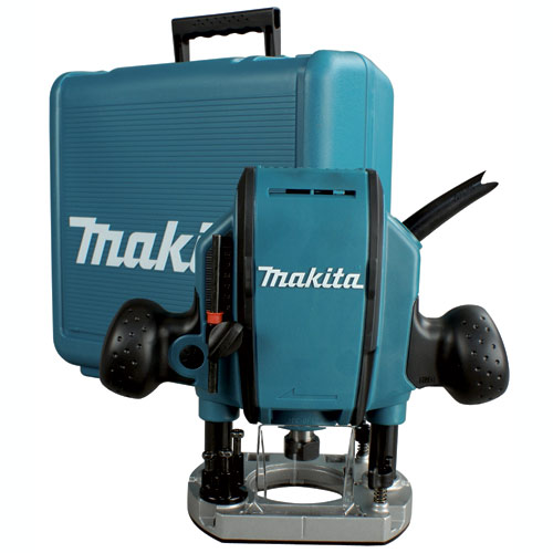 Toupie plongeante à fil 1 1/4 HP Makita, 27 000 tr/min, changement de profondeur à 3 niveaux, à gâchette, anti-poussière