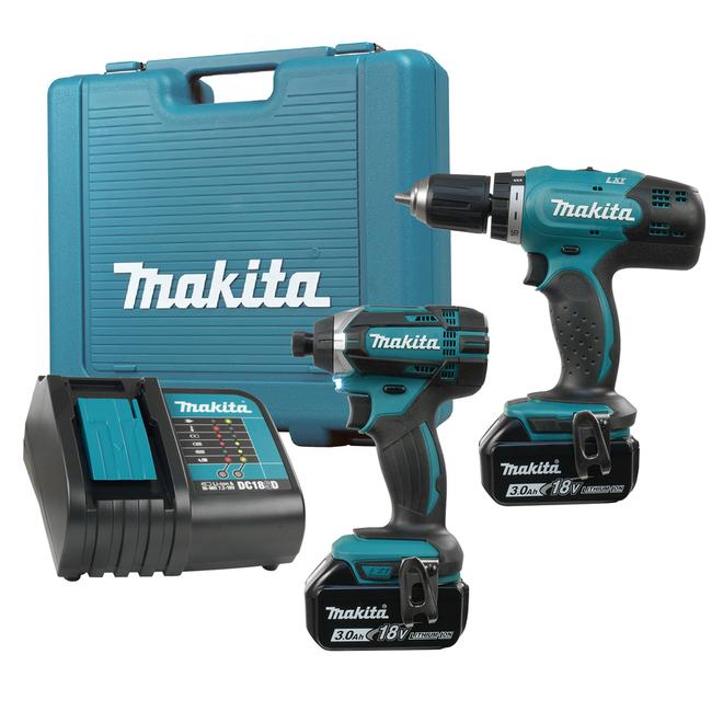 Ensemble de 2 outils LXT Makita sarcelle 18 V avec batteries et coffret