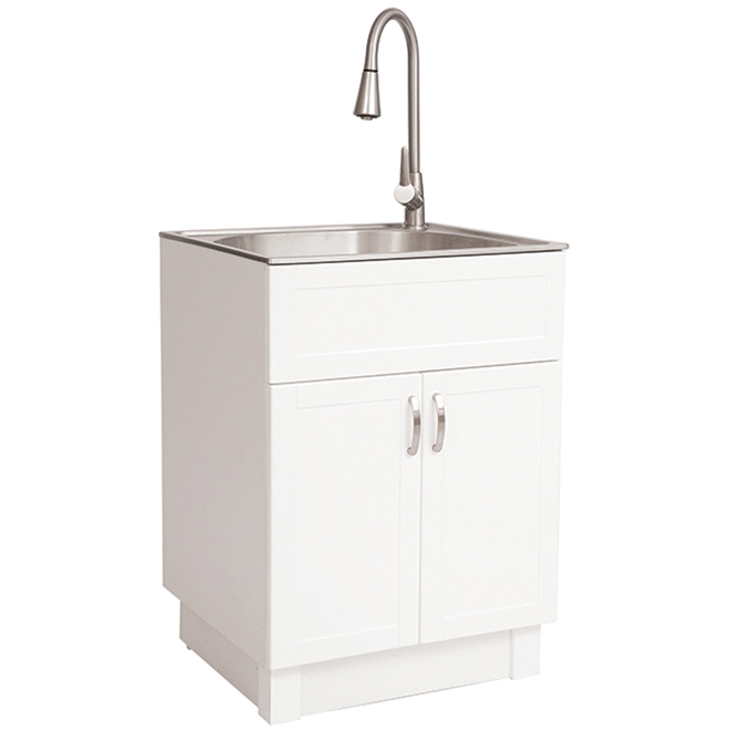Transform Laundry Sink 2 Doors PVC 26-in White/Chrome