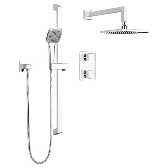 Hand Shower Rail Kit with Thermo Diverter-Quadrato