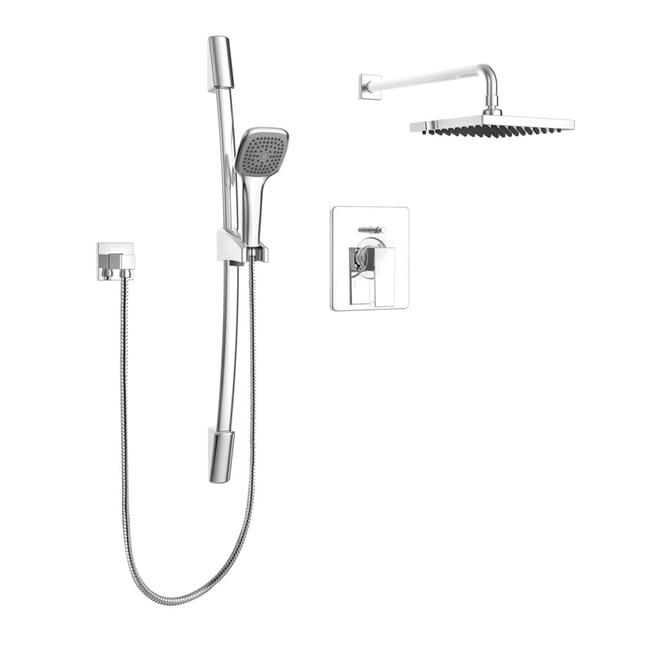 Essential Style Quadrato Handheld Shower and Rail Kit - Chrome Finish - Square Head -