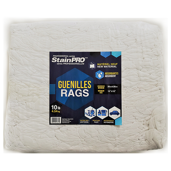 Stainpro Cotton Rags - 10 lb - White