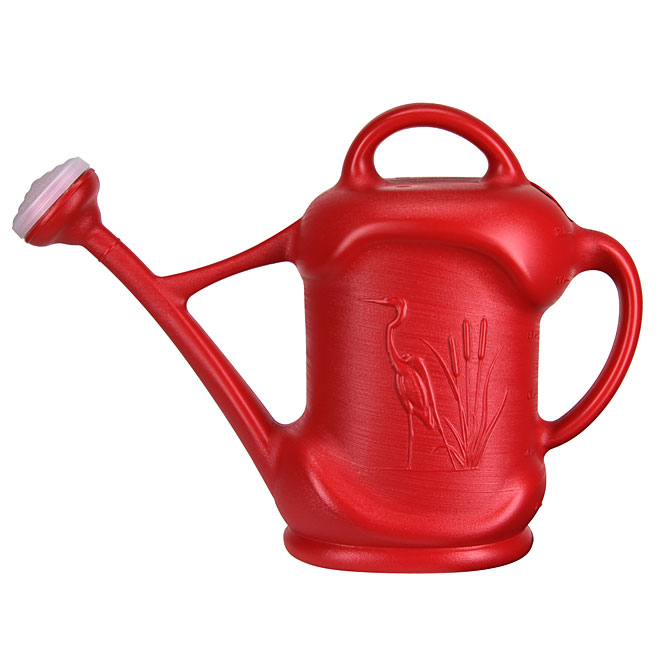 DCN Watering Can Floral Design - Plastic - 11.3-Litre - Red