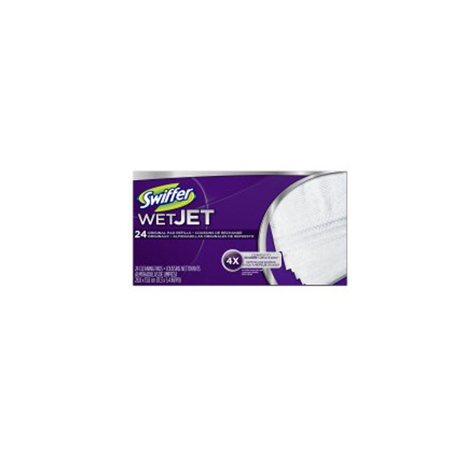 SWIFFER Recharge de coussin nettoyant Wet Jet, boite de 24, violet