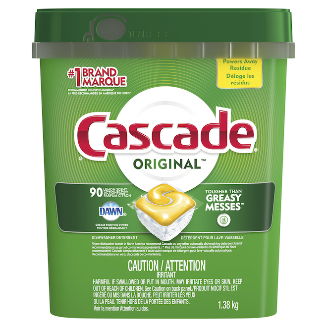 CASCADES Détergent à lave-vaisselle Cascade, citron, 90 sachets