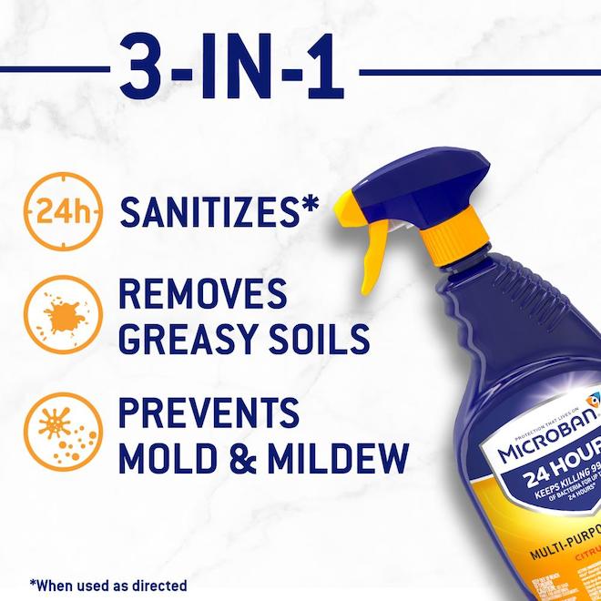Microban 24Hour Disinfectant Spray 1Pack 32 oz Citrus Scent All