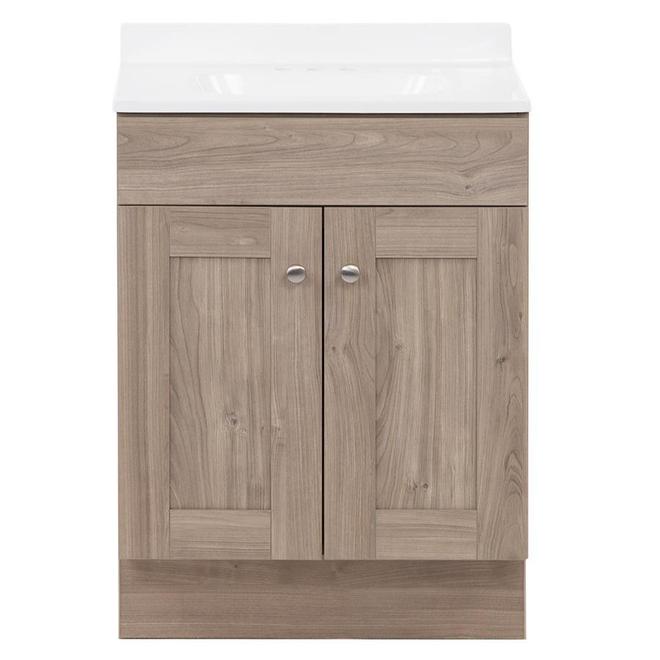 Project Source 36-in Gray Single Sink Bathroom Vanity with White Cultured  Marble Top in the Bathroom Vanities with Tops department at