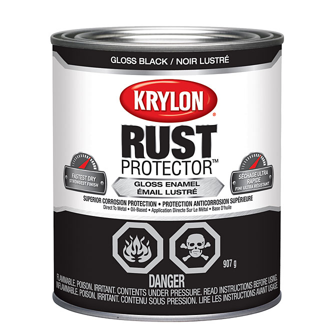 Peinture antirouille émaillée Rust Protector de Krylon, à base d'huile,  noir mat, 946 ml