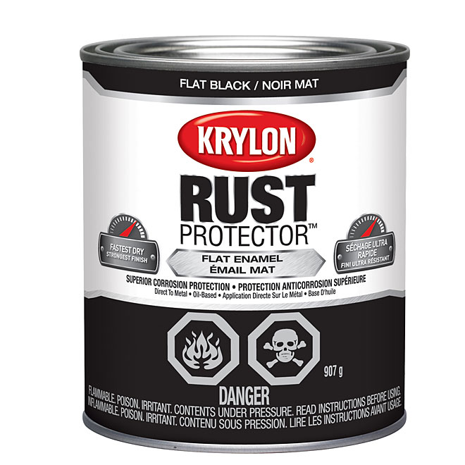 Peinture antirouille émaillée Rust Protector de Krylon, à base d'huile,  noir mat, 946 ml