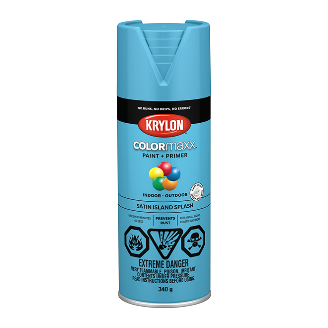 Krylon Colormaxx Aerosol Paint and Primer Satin Island Splash 340 g 455650007 RénoDépôt