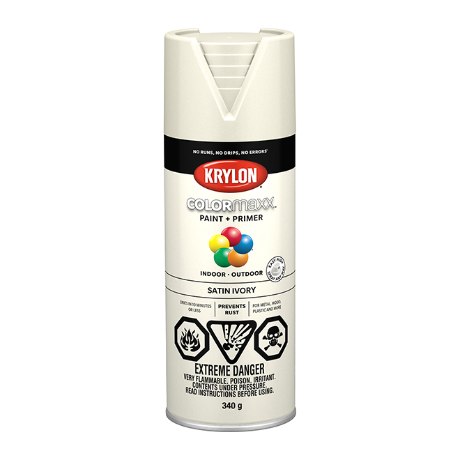 Krylon Colormaxx Aerosol Paint and Primer Acrylic Based Satin Ivory