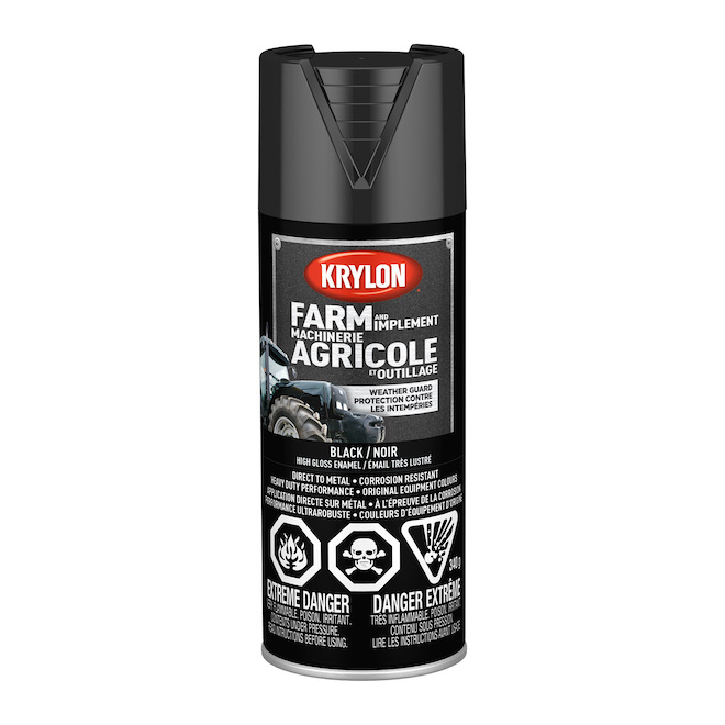 Krylon Farm and Implement Gloss Black Lacquer Spray Paint (340 g