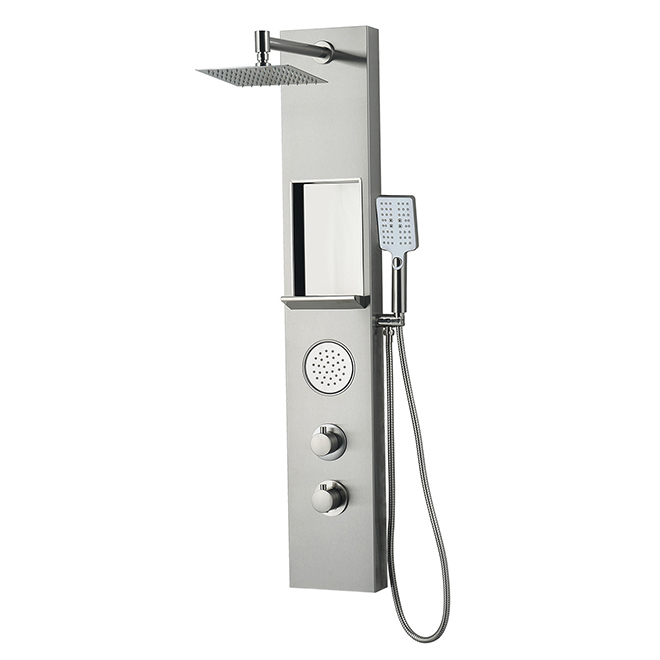 Style Selections Shower Panel - 7 7/8-in x 47 1/4-in - Square Head - Stainless Steel