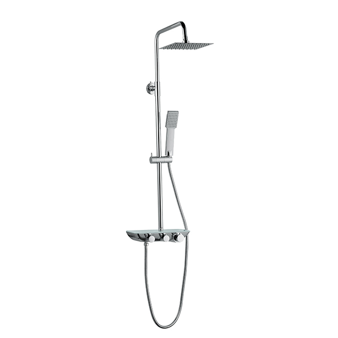 Project Source Shower Column - Adjustable Height - Square Head - Chrome